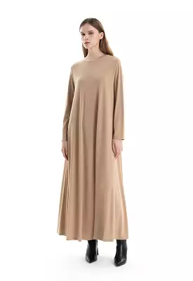 Solid Crew Neck Maxi Dress