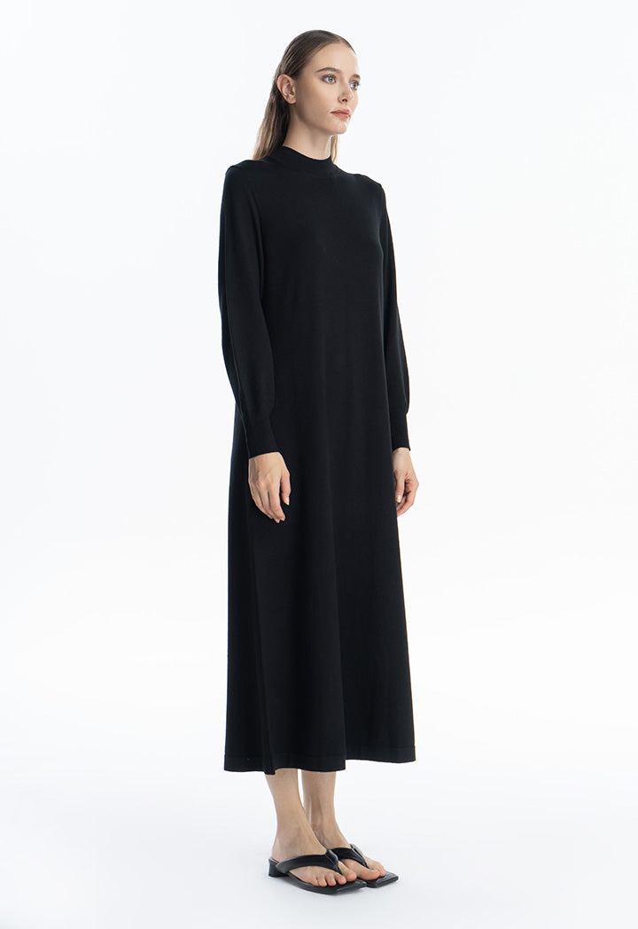 Solid Knitted Maxi Winter Dress