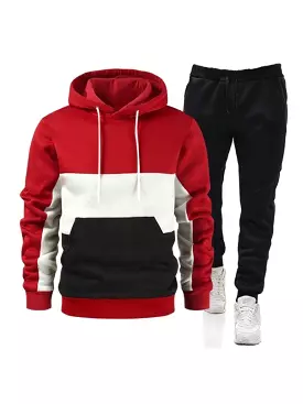 Spliced Hoodie Men Tracksuit