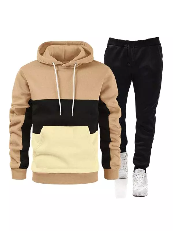 Spliced Hoodie Men Tracksuit