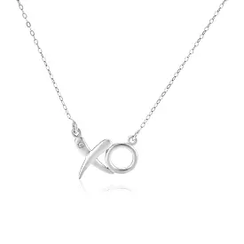 Sterling Silver 18 inch Necklace with XO Pendant with Diamond