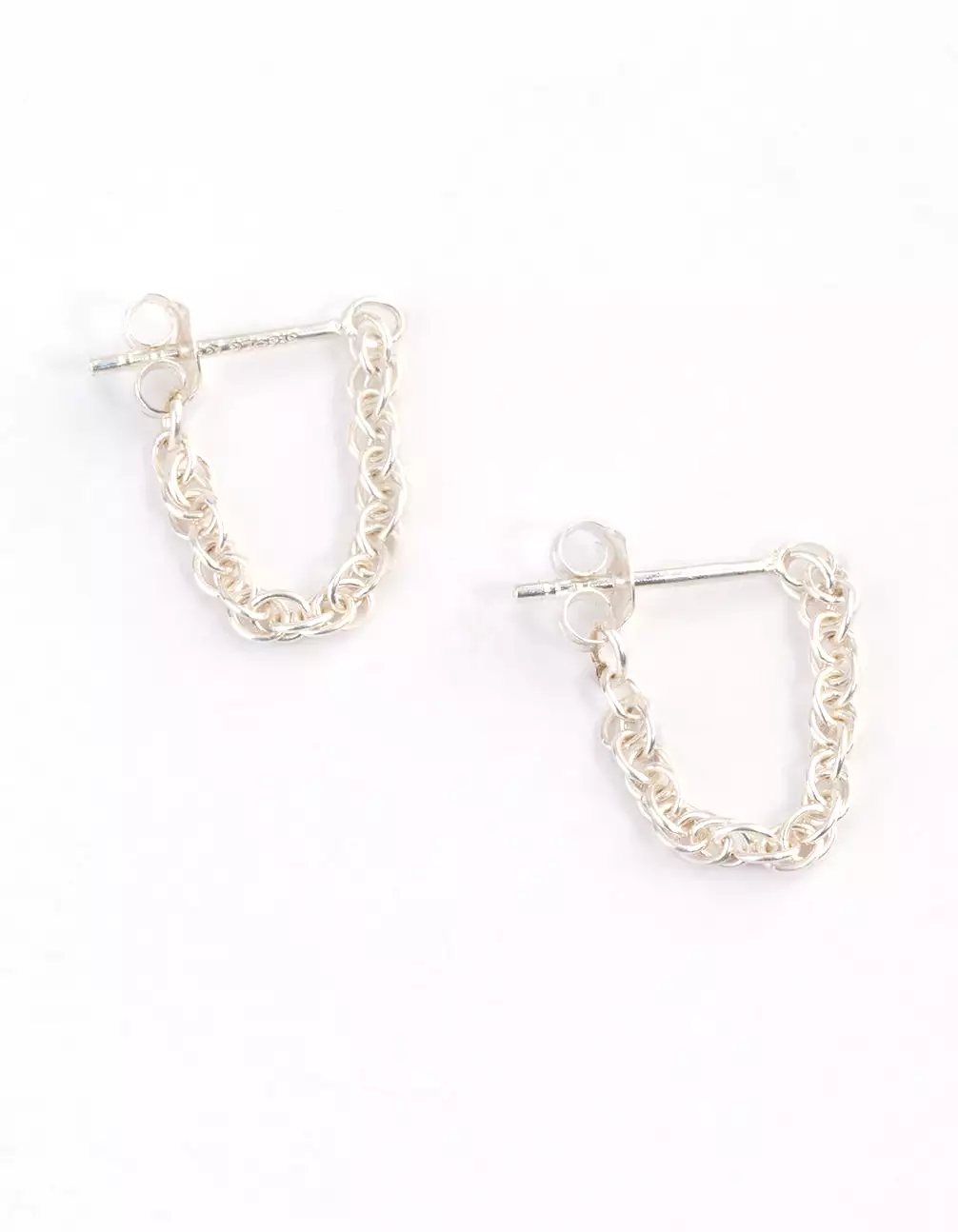 Sterling Silver Chain Front & Back Earrings