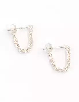 Sterling Silver Chain Front & Back Earrings