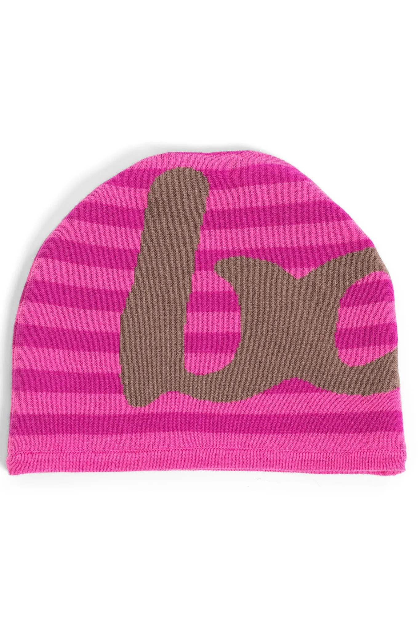 STRIPED KNIT BEANIE (PINK/BROWN)