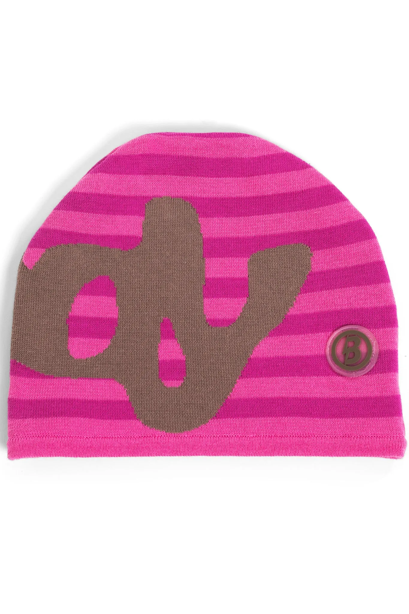 STRIPED KNIT BEANIE (PINK/BROWN)