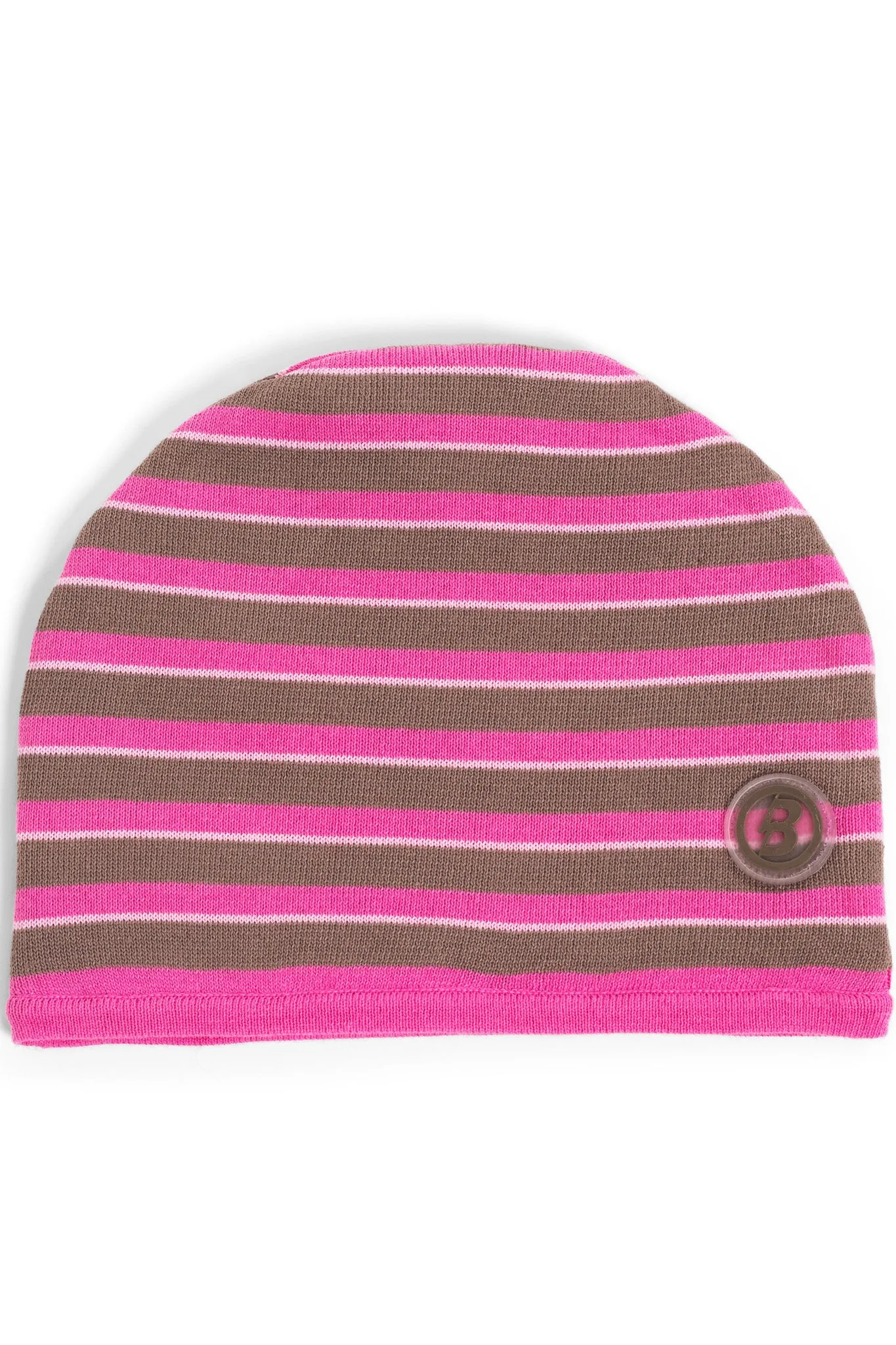 STRIPED KNIT BEANIE (PINK/BROWN)