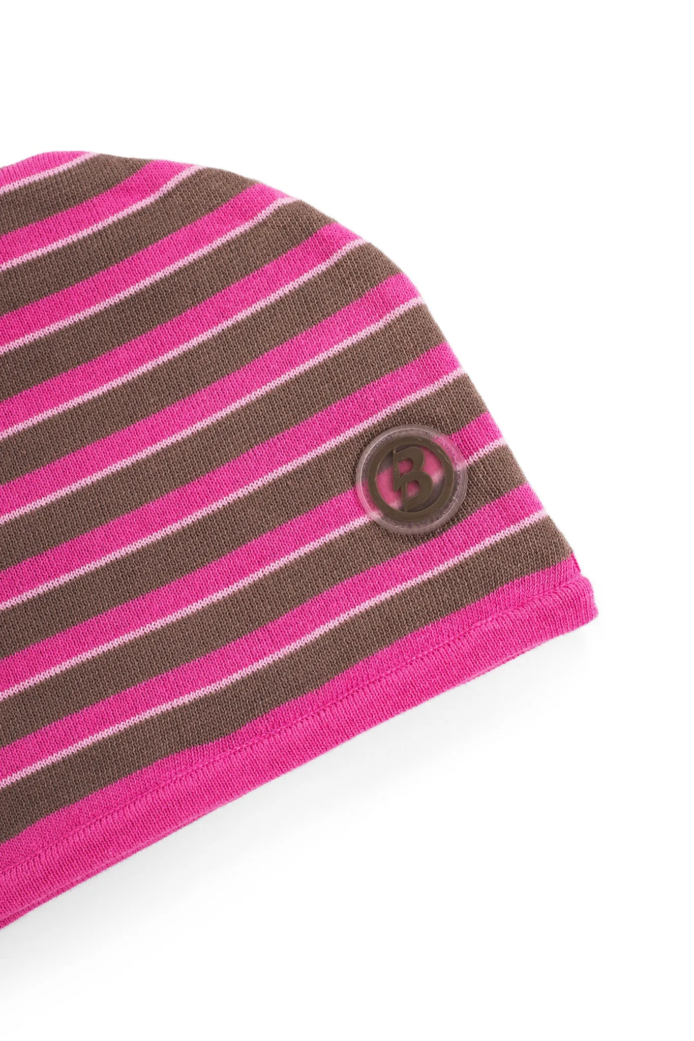 STRIPED KNIT BEANIE (PINK/BROWN)