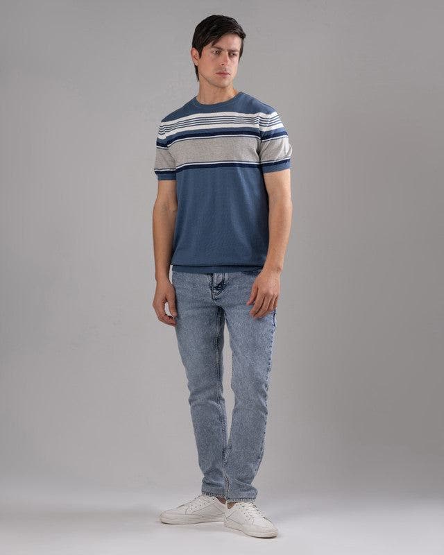 STRIPED KNIT T-SHIRT  -JEANS