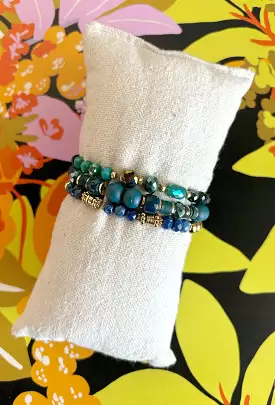 Talk Later Bracelet Set in Teal