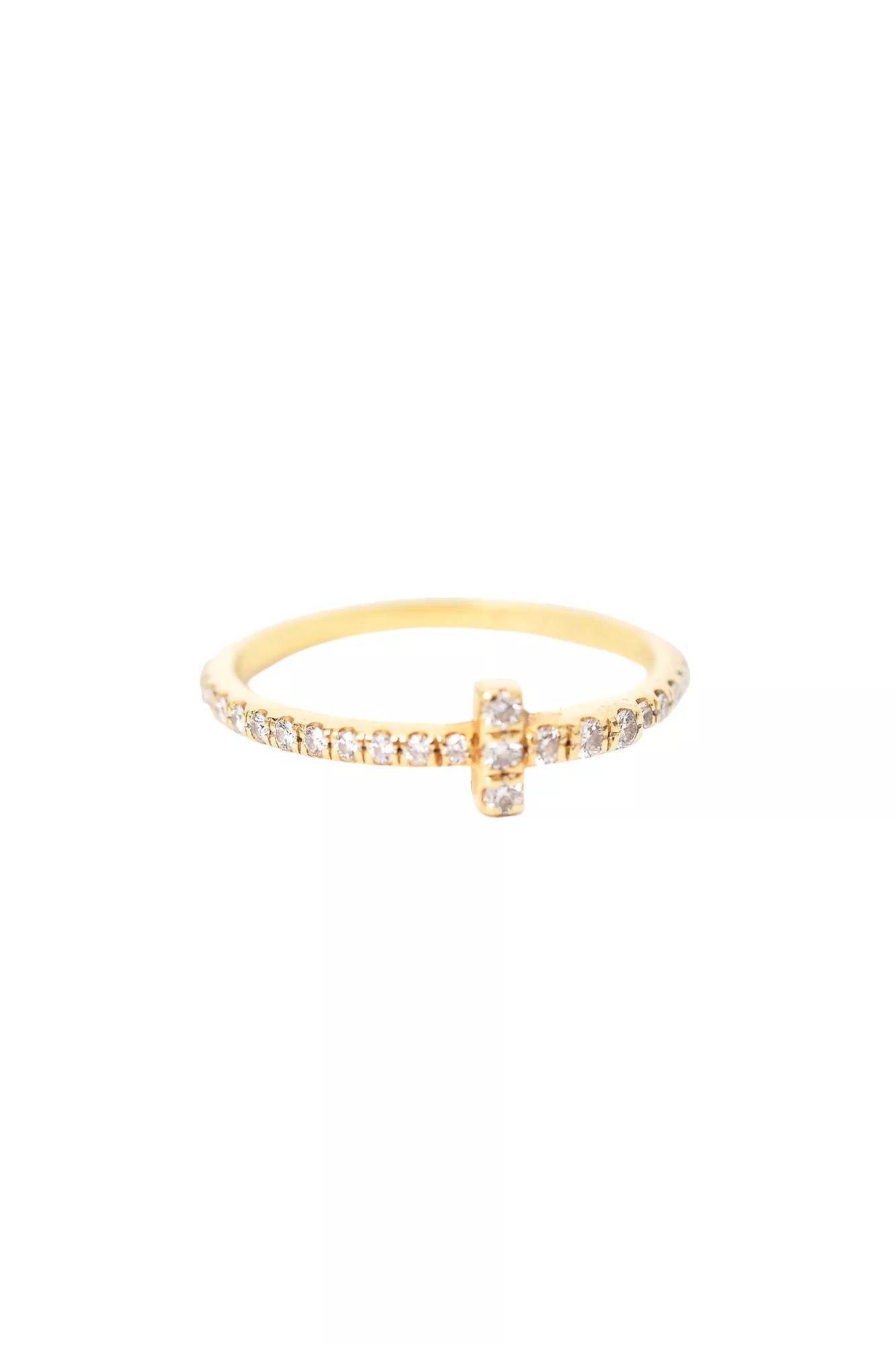 Tiffany & Co. 18K Yellow Gold T Diamond Ring sz 4 (As Is)