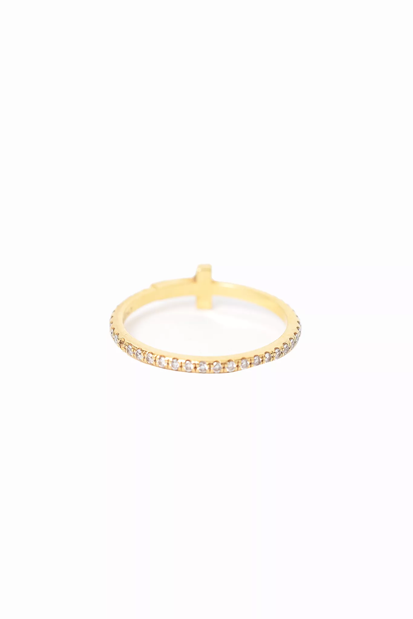 Tiffany & Co. 18K Yellow Gold T Diamond Ring sz 4 (As Is)