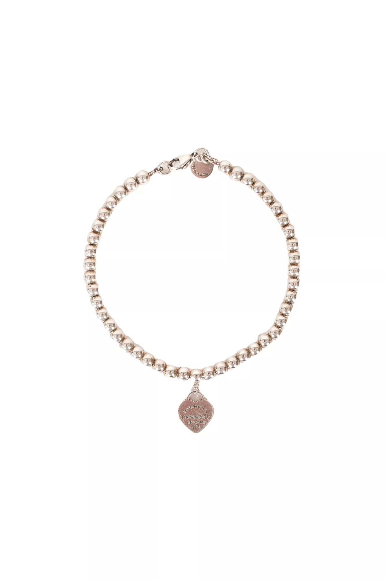 Tiffany & Co Silver Beaded Heart Bracelet