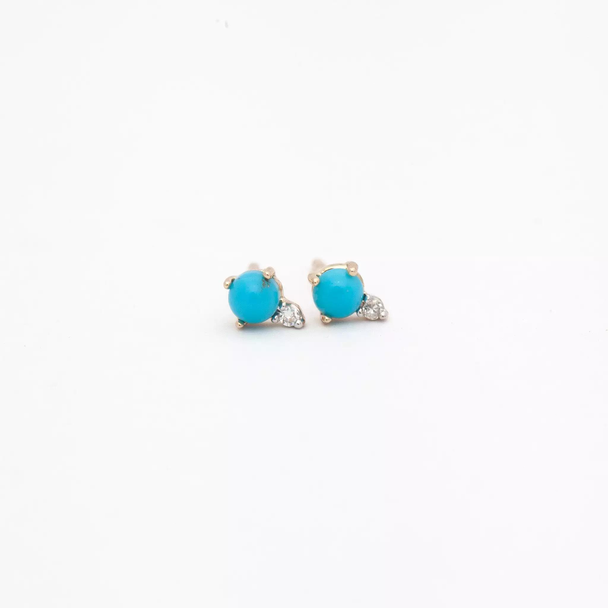 Turquoise & Round Diamond Studs