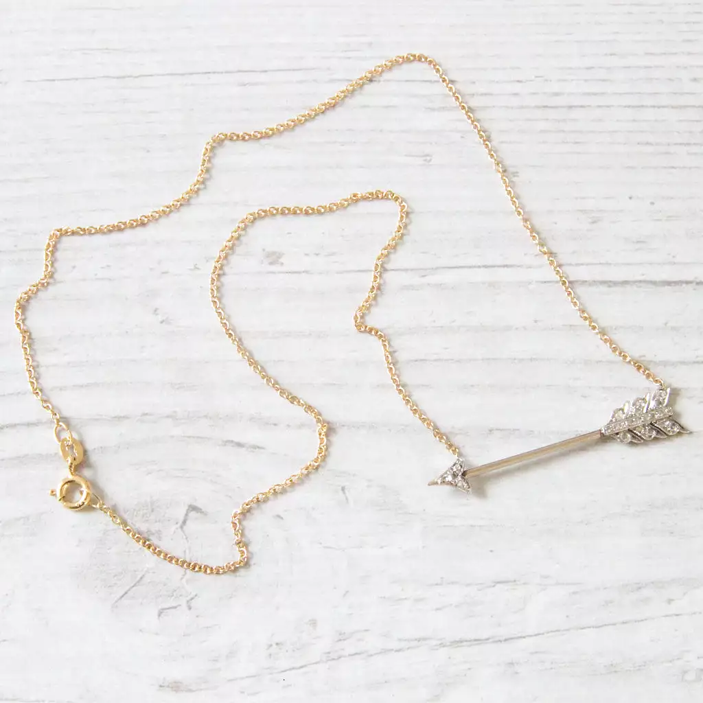 Victorian Diamond Arrow Conversion Necklace