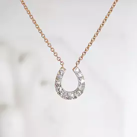 Victorian Old Mine Cut Diamond Horseshoe Necklace