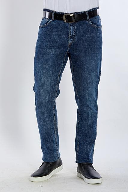 Washed slim fitted jeans-Dark wash