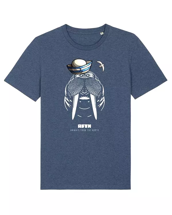 Wat? Apparel Walrus Dark Heather Blue Men's T-Shirt