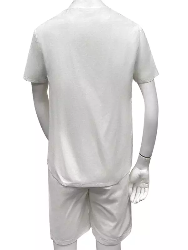 White Lace-Up Cotton Men Clothing Set