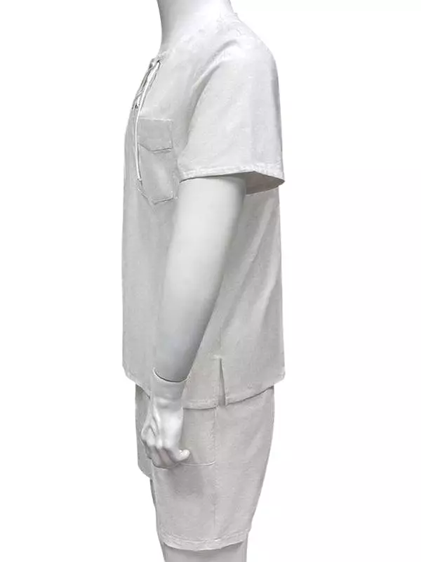 White Lace-Up Cotton Men Clothing Set