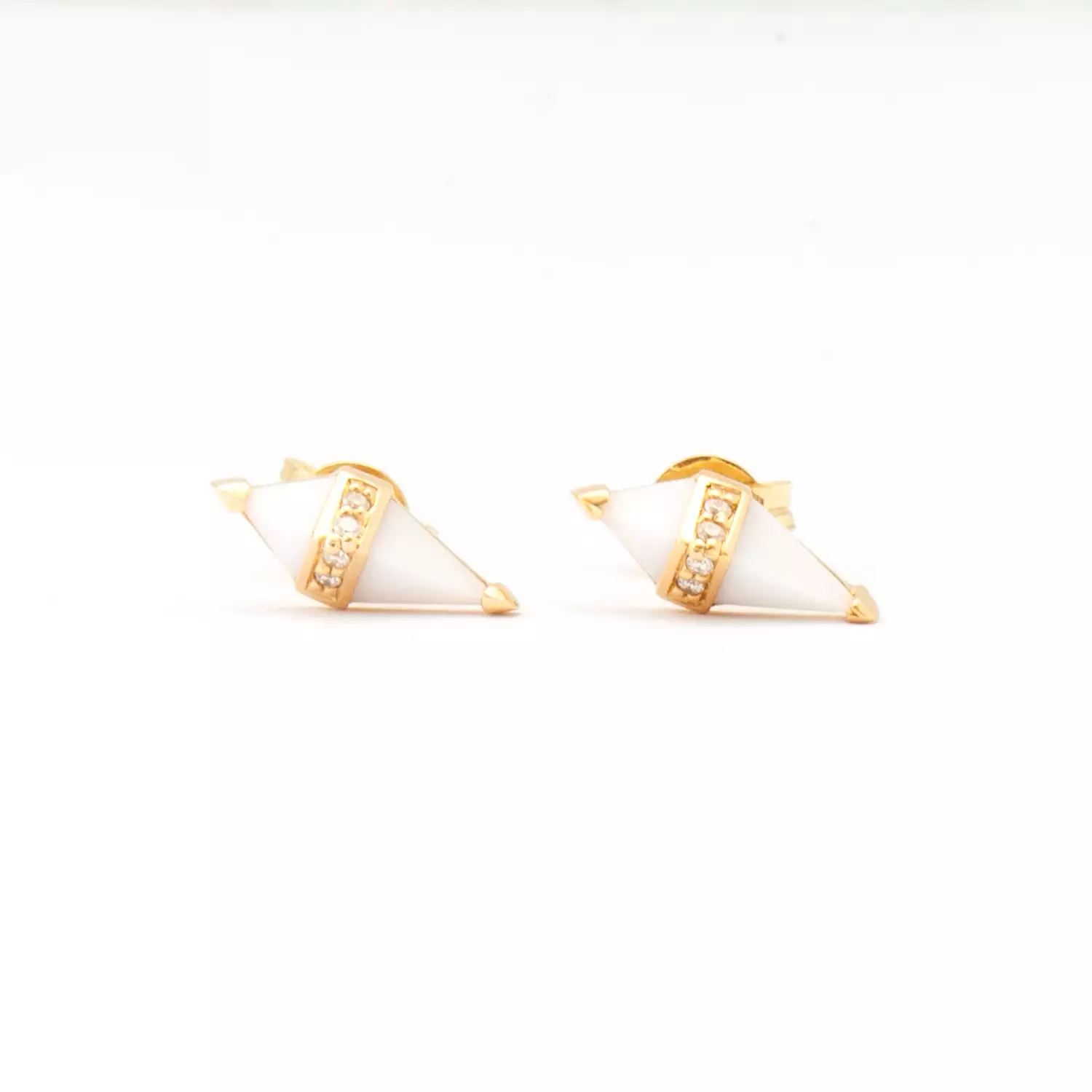 White Onyx & Diamond Pietra Studs