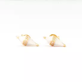 White Onyx & Diamond Pietra Studs