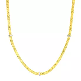 Woven Rope Necklace with Diamond Accents in 14k Yellow Gold